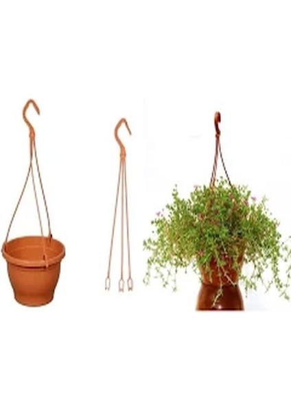 Katı Plastik Makrome Askılı Saksı 5 Adet Kahverengi 16 cm fiyatları