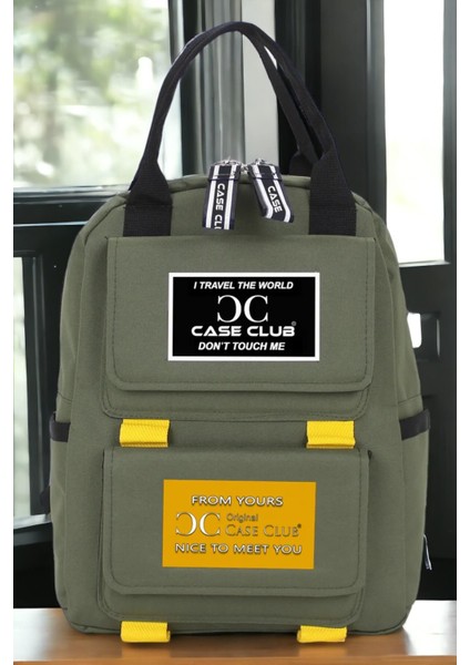Unisex Etiket Desen Okul Sırt Çantası Case Club Old Design
