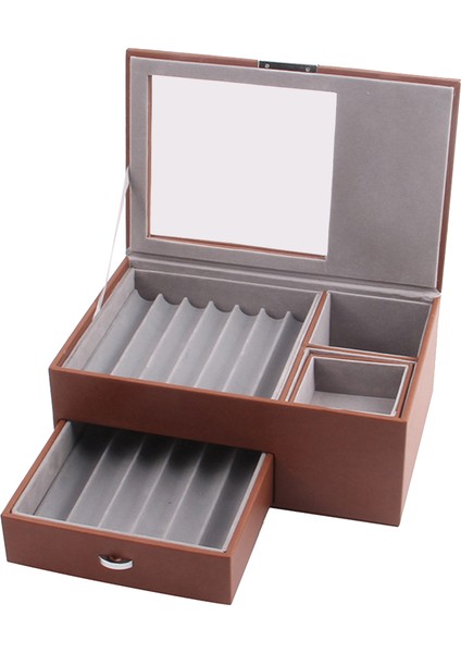 13 Izgara Ahşap Kalem Ekran Saklama Kutusu Lüks 2 Katmanlı Pu Kalem Kutusu Şeffaf Pencere Kırtasiye Çantası Kalem Koleksiyonu A (Yurt Dışından)