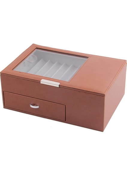 13 Izgara Ahşap Kalem Ekran Saklama Kutusu Lüks 2 Katmanlı Pu Kalem Kutusu Şeffaf Pencere Kırtasiye Çantası Kalem Koleksiyonu A (Yurt Dışından) modelleri