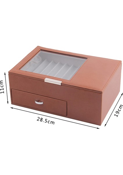 13 Izgara Ahşap Kalem Ekran Saklama Kutusu Lüks 2 Katmanlı Pu Kalem Kutusu Şeffaf Pencere Kırtasiye Çantası Kalem Koleksiyonu A (Yurt Dışından) fırsatları