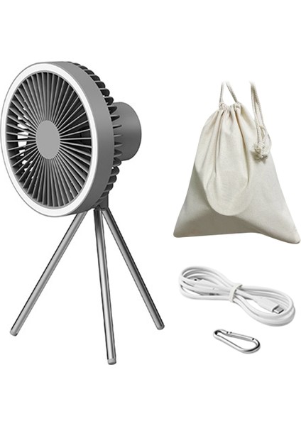 10000MAH USB Tripod Güç Banka Işık ile Kamp Fanı Şarj Edilebilir Taşınabilir Sirkülatör Kablosuz Tavan Elektrikli Fan (Yurt Dışından)