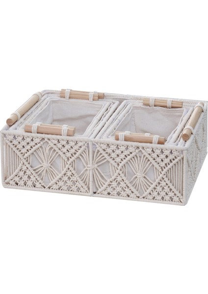 Saplı Pamuk Halat Dokuma Depolama Sepeti Çeşitli Eşyalar Kozmetik Saklama Kutusu Oyuncaklar Masaüstü Makyaj Organizatör Pamuk Sepetleri (Yurt Dışından)