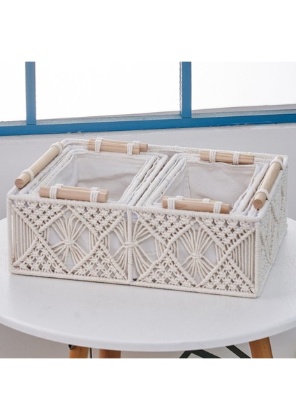 Saplı Pamuk Halat Dokuma Depolama Sepeti Çeşitli Eşyalar Kozmetik Saklama Kutusu Oyuncaklar Masaüstü Makyaj Organizatör Pamuk Sepetleri (Yurt Dışından) fırsatları