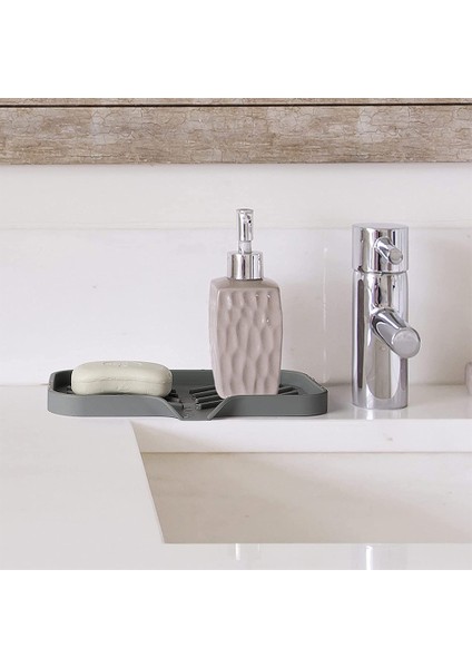 Silikon Mutfak Sabun Tepsisi, Lavabo Tepsisi Drenaj Sünger Rafı, Lavabo Depolama Tepsisi, Sünger Sabunluk Scrubber Için Kullanılır (Yurt Dışından)