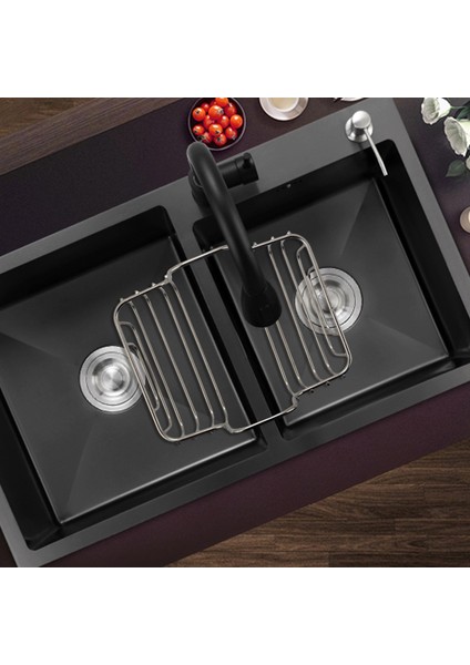 Mutfak Gadget Çift Lavabo Iç Askı Bulaşık Makinesi Sünger Çelik Bilye Paslanmaz Çelik Depolama Rafı Meyve Rafı (Yurt Dışından)