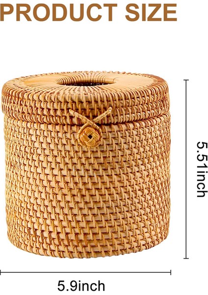 Rattan Mendil Tuvalet Kağıdı Örtüsü Hasır Dekoratif Kapaklı Tutucular Banyoda Tekli Rulo ve Mendiller (Yurt Dışından)