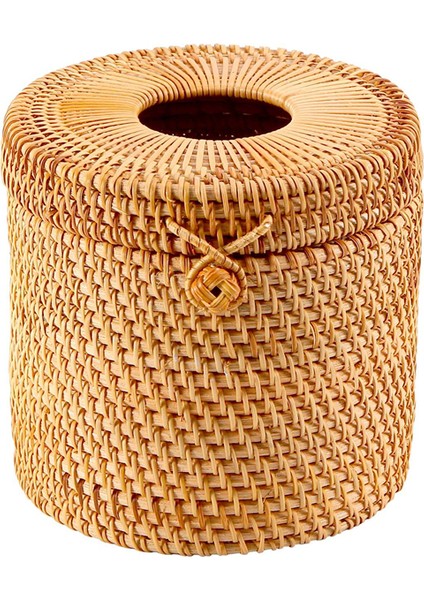 Rattan Mendil Tuvalet Kağıdı Örtüsü Hasır Dekoratif Kapaklı Tutucular Banyoda Tekli Rulo ve Mendiller (Yurt Dışından)