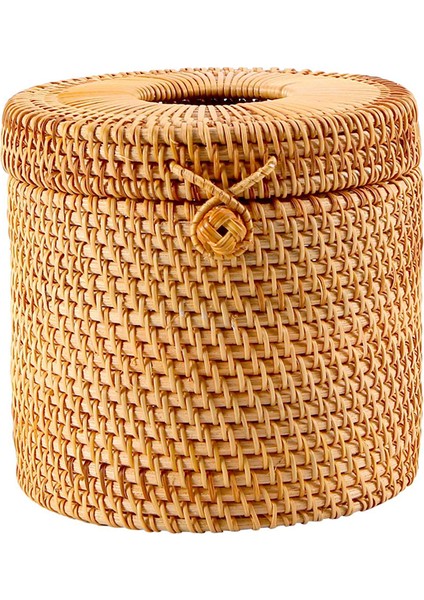 Rattan Mendil Tuvalet Kağıdı Örtüsü Hasır Dekoratif Kapaklı Tutucular Banyoda Tekli Rulo ve Mendiller (Yurt Dışından)