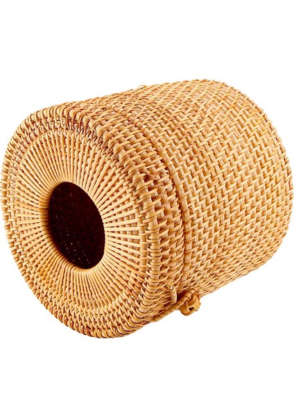 Rattan Mendil Tuvalet Kağıdı Örtüsü Hasır Dekoratif Kapaklı Tutucular Banyoda Tekli Rulo ve Mendiller (Yurt Dışından)
