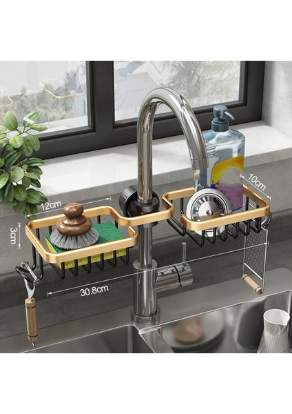 Mutfak Alüminyum Lavabo Drenaj Raf Sünger Depolama Musluk Tutucu Sabun Damlalıklı Raf Sepeti Organizatör Banyo Aksesuarları (Yurt Dışından) fırsatları