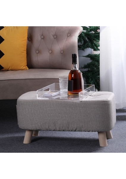 Kulplu Akrilik Servis Tepsisi (29.5X25.5CM) -Dökülmez- Meze, Kahvaltılık Için Şeffaf Dekoratif Tepsi -Tezgah (Yurt Dışından) fırsatları