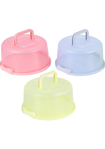 3 x Plastik Yuvarlak Kek Kutusu Taşıyıcı Kolu Pasta Saklama Kutuları Tatlı Konteyner Kapak Kılıfı Doğum Günü Düğün Parti Mutfak (Yurt Dışından) modelleri