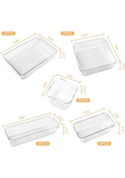 16 Adet Plastik Çekmece Organizatör Eşya Kovaları Temizle Çekmece Bölücüler Tepsiler Makyaj, Takı (Yurt Dışından) modelleri