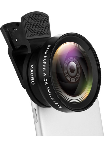 2'si 1 Arada Hd Telefon Lensi 0,45X Süper Geniş Açı ve 12,5x Makro Mobil Lens For For For For (Yurt Dışından)