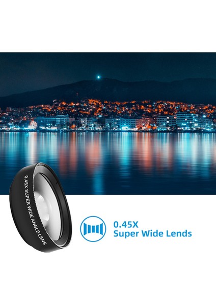 2'si 1 Arada Hd Telefon Lensi 0,45X Süper Geniş Açı ve 12,5x Makro Mobil Lens For For For For (Yurt Dışından)