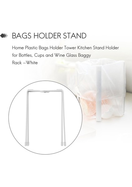 Ana Sayfa Plastik Poşet Tutucu Kule Şişe, Bardak ve Şarap Kadehi Için Mutfak Standı Tutucu Baggy Rack -Beyaz (Yurt Dışından)