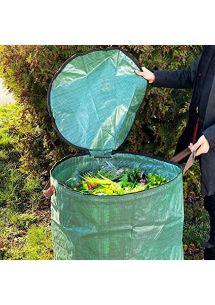 272L Büyük Kapasiteli Bahçe Çantası Yeniden Kullanılabilir Yaprak Çuval Katlanabilir Bahçe Çöp Atık Toplama Konteyner Saklama Çantası (Yurt Dışından)