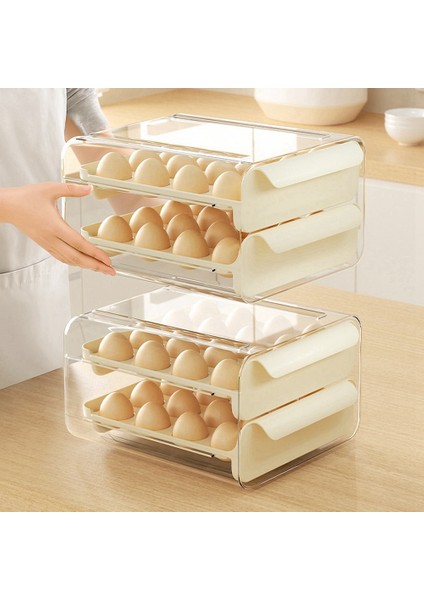 2 Tier 32 Çekmece Yumurta Saklama Kutusu Plastik Mutfak Buzdolabı Konteyner Organizatör Yumurta Tepsi Tepsisi (Yurt Dışından) fırsatları