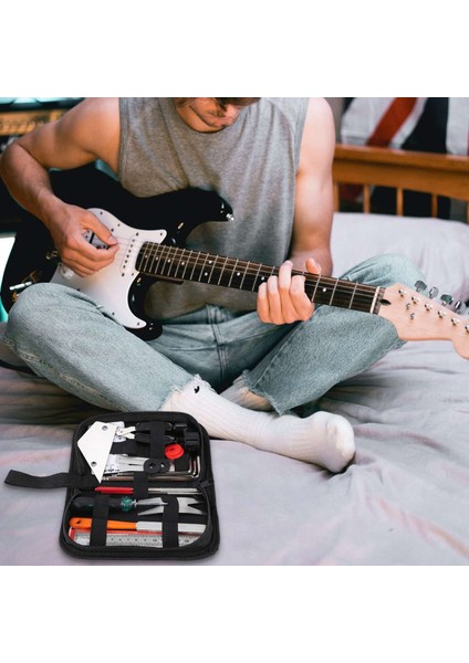 Dize Organizatör ile Gitar Tamir Araçları 20 Adet Gitar Aracı Gitar Sarıcı Dize Kesici Dize Eylem Cetvel Ölçer Parmaklı Koruma Fret Dosyaları (Yurt Dışından)
