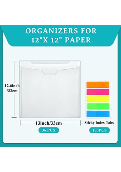 Toka Tasarımlı 36 Adet Karalama Defteri Kağıt Depolama, 100 Adet Çok Renkli Yapışkan Dizin Sekmeleri ile 12X12 Inç Kağıt Tutmak Için (Yurt Dışından) fiyatları