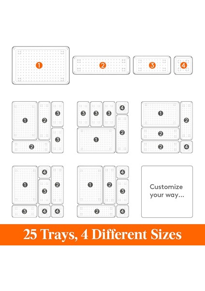 25 Adet Çekmece Organizatör Seti Şeffaf Plastik Masa Çekmece Düzenleyiciler Tepsiler Dresser Eşya Kutuları Ayırma Kutusu Makyaj Için (Yurt Dışından) fırsatları