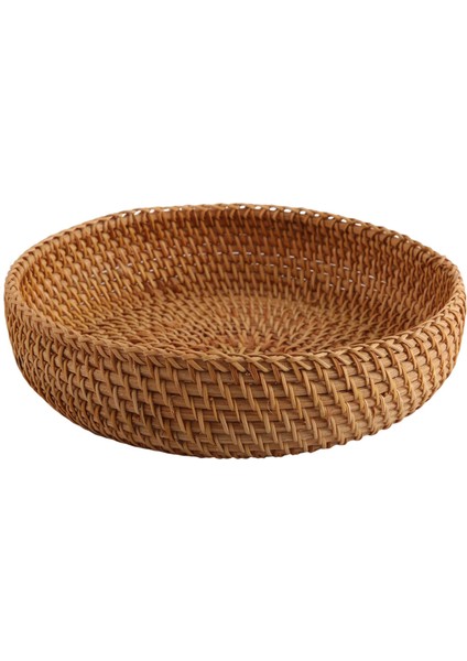 El Yapımı Sonbahar Rattan Dokuma Yuvarlak Depolama Sepeti Meyve Tabağı Rattan Ekmek Sepeti Mutfak Gıda Piknik Ekmek Mini Konteyner (Yurt Dışından)