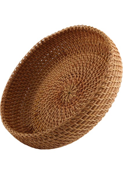 El Yapımı Sonbahar Rattan Dokuma Yuvarlak Depolama Sepeti Meyve Tabağı Rattan Ekmek Sepeti Mutfak Gıda Piknik Ekmek Mini Konteyner (Yurt Dışından)