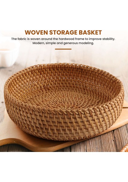El Yapımı Sonbahar Rattan Dokuma Yuvarlak Depolama Sepeti Meyve Tabağı Rattan Ekmek Sepeti Mutfak Gıda Piknik Ekmek Mini Konteyner (Yurt Dışından)