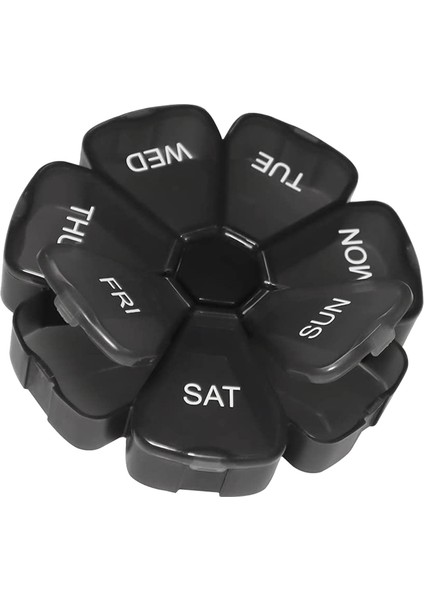 Haftalık Hap Organizatörü 7 Gün, Günlük Hap Kutuları, Hap Kutusu, Hap Tutucu, Hap Dispenseri, Seyahat Hapı Organizatörü Siyah (Yurt Dışından)