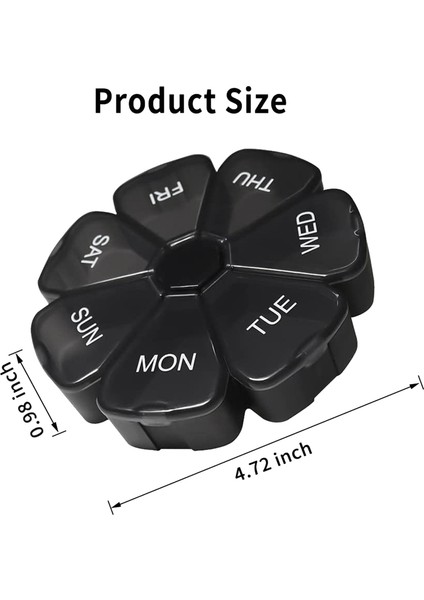 Haftalık Hap Organizatörü 7 Gün, Günlük Hap Kutuları, Hap Kutusu, Hap Tutucu, Hap Dispenseri, Seyahat Hapı Organizatörü Siyah (Yurt Dışından) modelleri