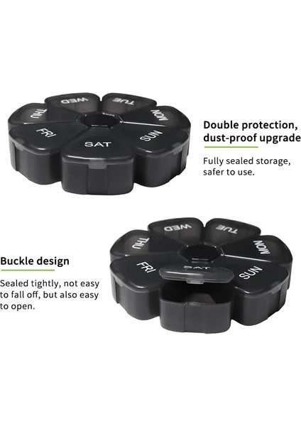 Haftalık Hap Organizatörü 7 Gün, Günlük Hap Kutuları, Hap Kutusu, Hap Tutucu, Hap Dispenseri, Seyahat Hapı Organizatörü Siyah (Yurt Dışından) fırsatları