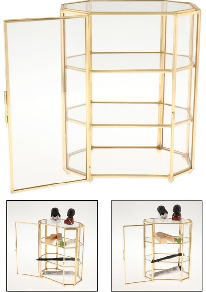 3 Katmanlı Mücevher Kutusu Cam Makyaj Organizatör Mücevher Kutusu Çok Fonksiyonlu Vitrin Tuvalet Masası Dekorasyon Depolama (Yurt Dışından) fiyatları