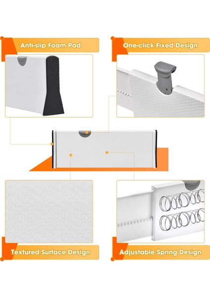 Çekmece Bölücüler Organizatör 4 Paket, 6 Uçlu Ayarlanabilir Ayırıcılar 4 Inç Yükseklik, Yatak Odası Için 11-17 Inç Arası Genişletilebilir (Yurt Dışından) modelleri