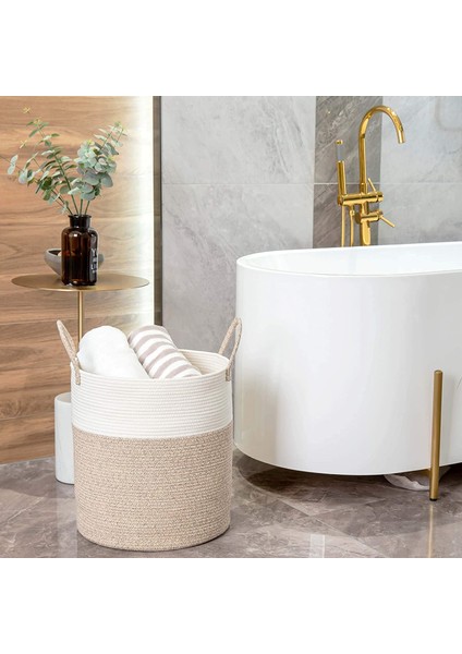 Dekoratif Dokuma Pamuk Halat Sepet, Uzun Çamaşır Sepeti/sepet, Oturma Odası Için Battaniye Sepeti (Yurt Dışından) fırsatları