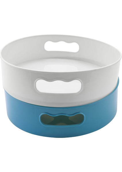 2 Adet Çok Fonksiyonlu Dönen Tepsi/mutfak Düzenleyici/kozmetik Organize - 360 Derece Dönen Baharatlık (Beyaz+Mavi) (Yurt Dışından)