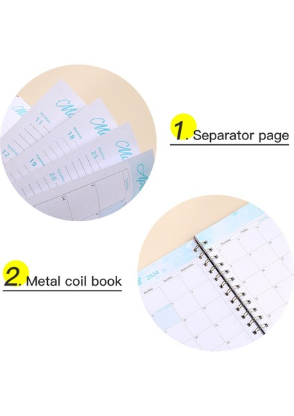 2024 Planner, Haftalık Aylık Planlayıcı 2024 Sekmeli, Ocak - Aralık 2024, Planner Weekly Planner Spiral Ciltli, 15,5X21,5CM B (Yurt Dışından) fırsatları