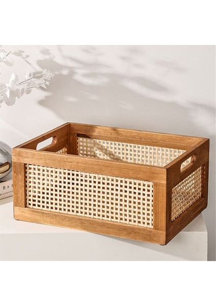 Dekoratif Sepet Kitap Depolama Dokuma Sepetler Depolama Sepeti Düzenleme Kreş Yatak Odası Rattan Banyo (L) (Yurt Dışından) fiyatları