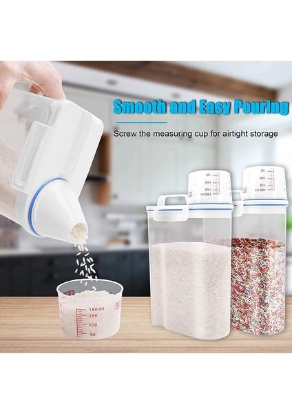 Pirinç Tahıl Kabı Saklama - Hava Geçirmez Kuru Gıda Pirinç Kabı Saklama Plastik Ölçüm Kabı ile Küçük Pirinç Dispenseri (Yurt Dışından) fiyatları