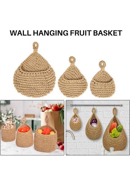 3 Adet Boho Asılı Sepet, Ürün Depolama Için Duvara Asılı Meyve Sepeti, Patates Için Sebze Kaleci, Soğan Sarımsak (Yurt Dışından) fırsatları