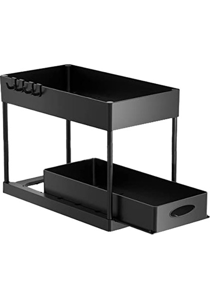 Alt Sürgülü Dolap Sepeti Düzenleyici, 2. Kat Soyunma Alt Banyo Lavabo Saklama Kutusu (Yurt Dışından)