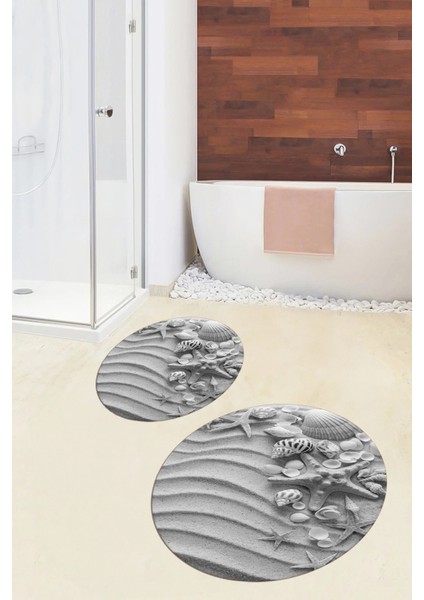 3D Dijital Baskılı Yıkanabilir Modern Ikili Banyo Halısı Paspas Yuvarlak, Klozet-48-Gri, fırsatları