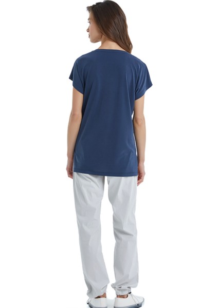 BLACKSPADE-60400-KADIN Kısa Kollu V Yaka T-Shirt-Lacivert modelleri