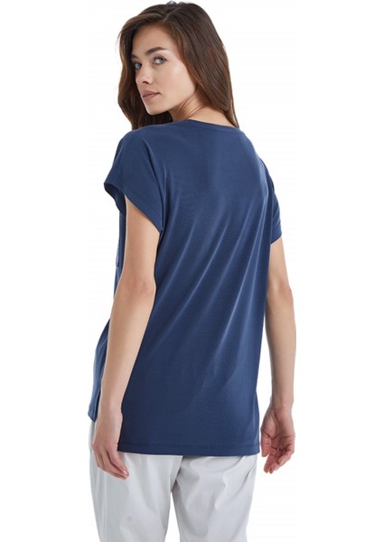 BLACKSPADE-60400-KADIN Kısa Kollu V Yaka T-Shirt-Lacivert indirimleri