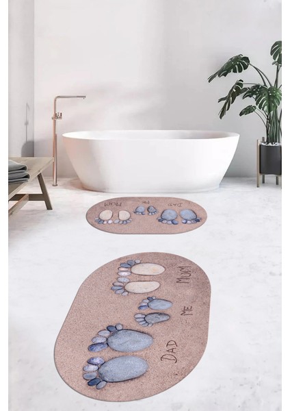3D Dijital Baskılı Yıkanabilir Anne Baba Çocuk Ikili Oval Banyo Halısı, Klozet-16-Mavi, fiyatları