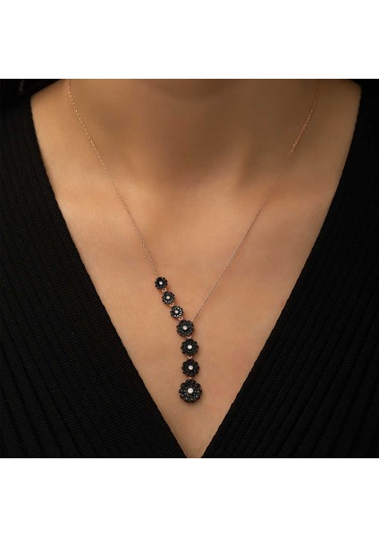 ​gümüş Rose Sıralı Çiçekler Kolye modelleri