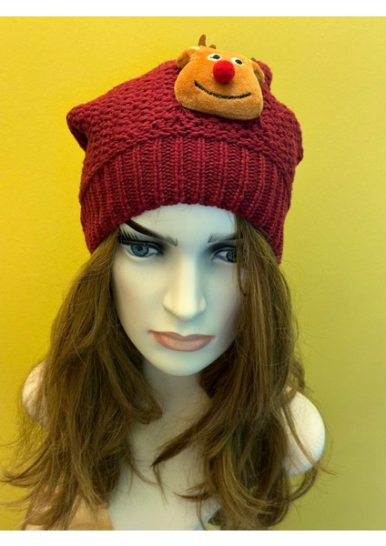 Ponponlu Geyikli Köpekli Örgü Triko Bere Unisex Bere fırsatları