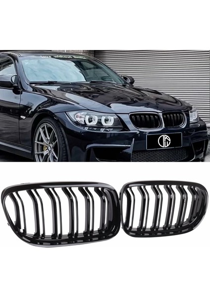 Bmw E90 Çift Çizgi Ön Panjur Izgara 2009-2012 Arası(Makyajlı Kasa) Parlak Siyah