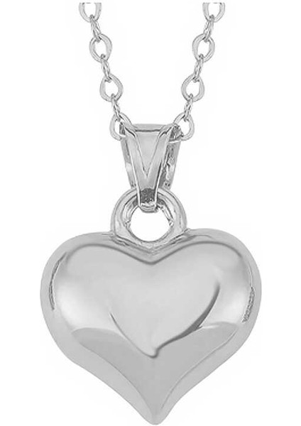 Gümüş 3 Boyutlu Kalp Kadın Kolye