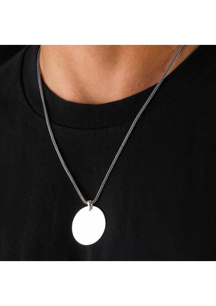 Gümüş Yuvarlak Plaka Kolye fiyatları